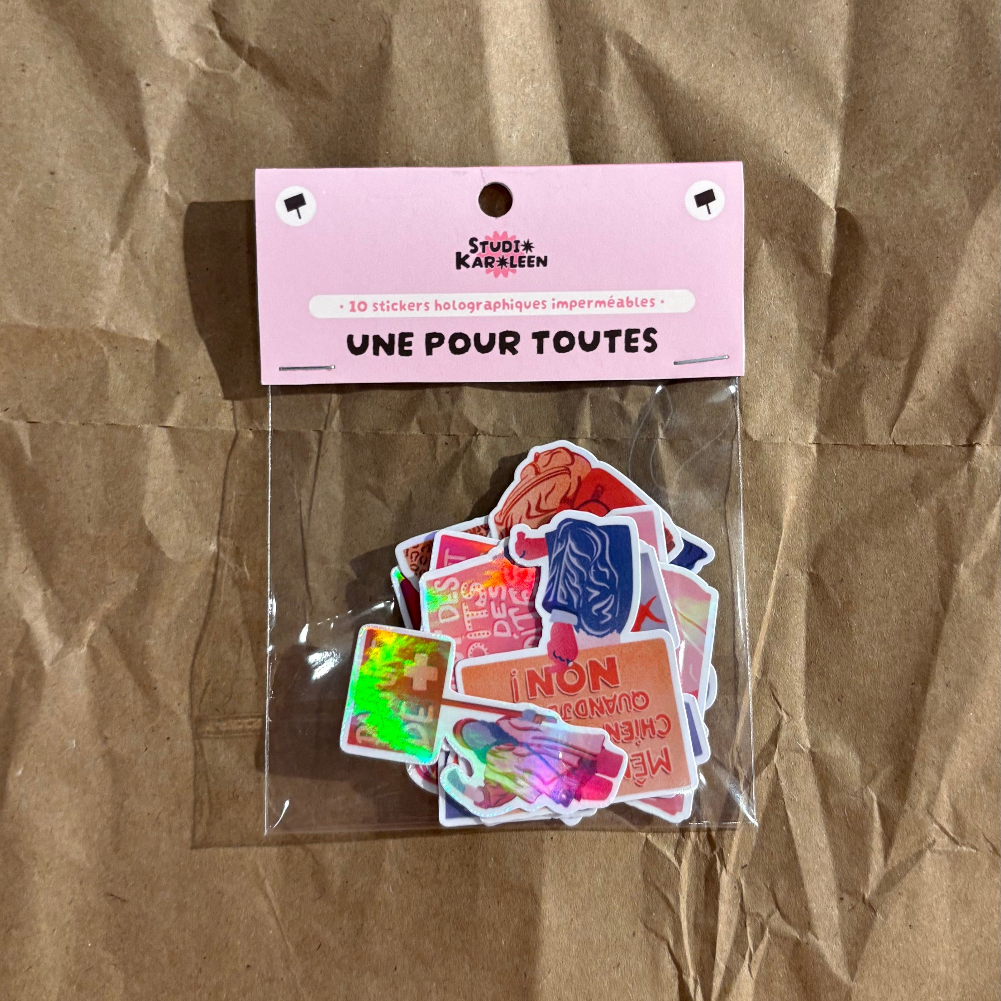 Pack de 10 Stickers Holographique Une pour toutes