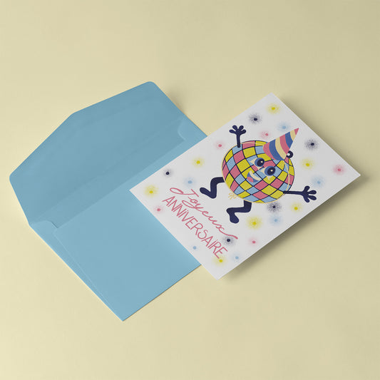 Carte d'anniversaire personnage Disco