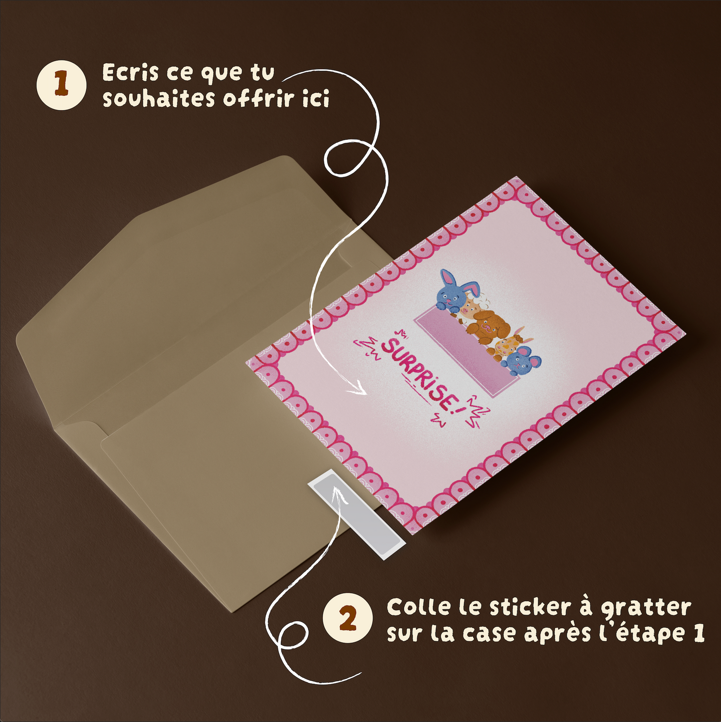 Carte à gratter Surprise Rose