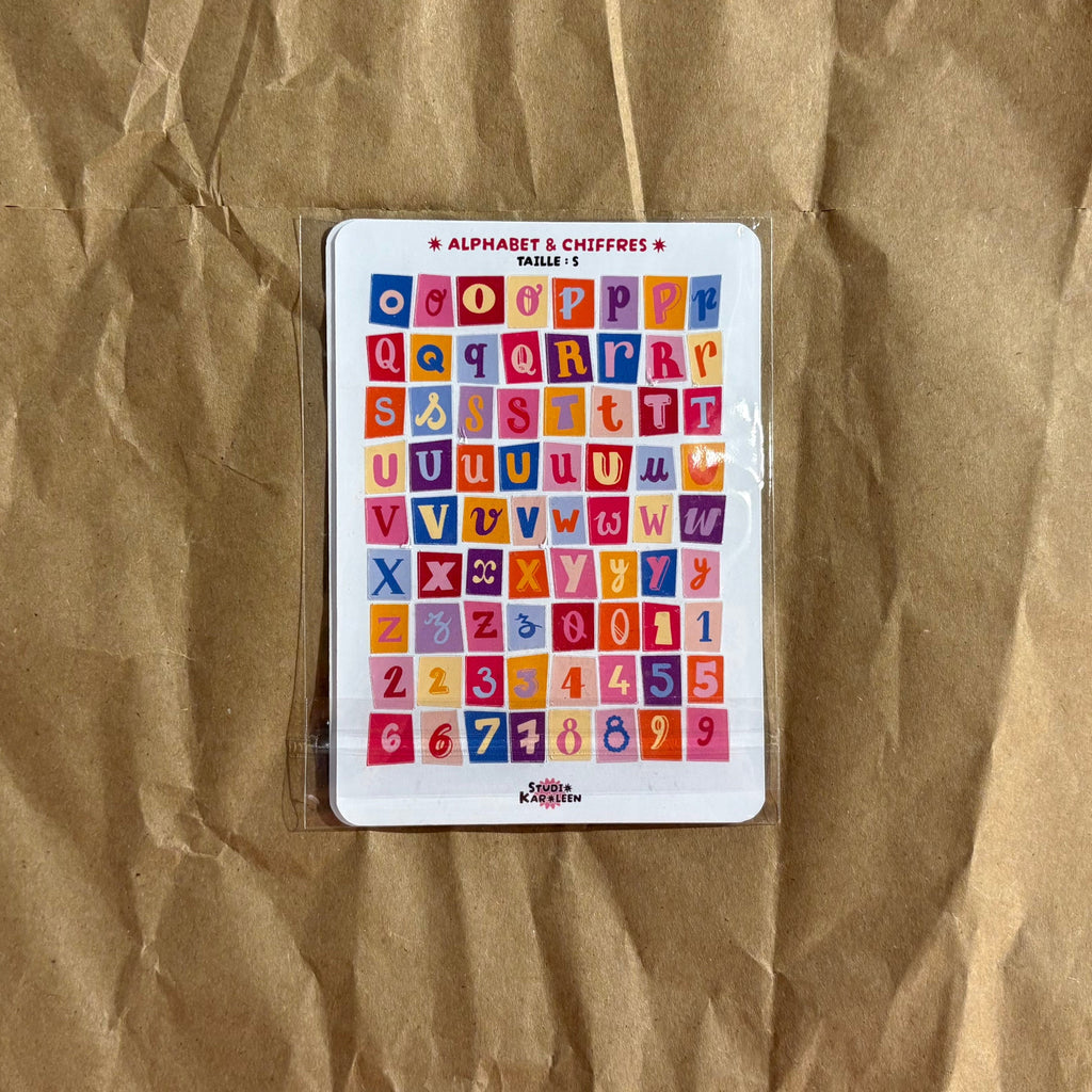 2 Planches de stickers Alphabet et chiffres