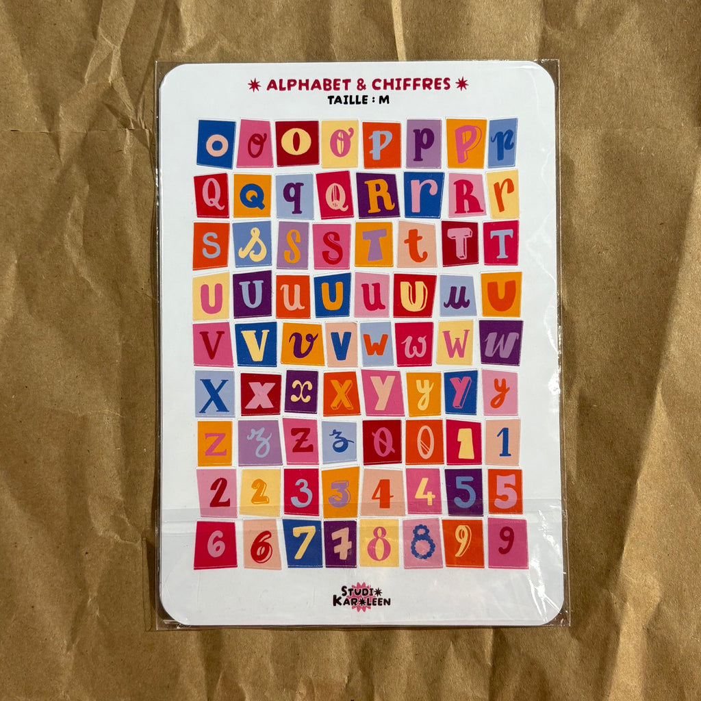 2 Planches de stickers Alphabet et chiffres