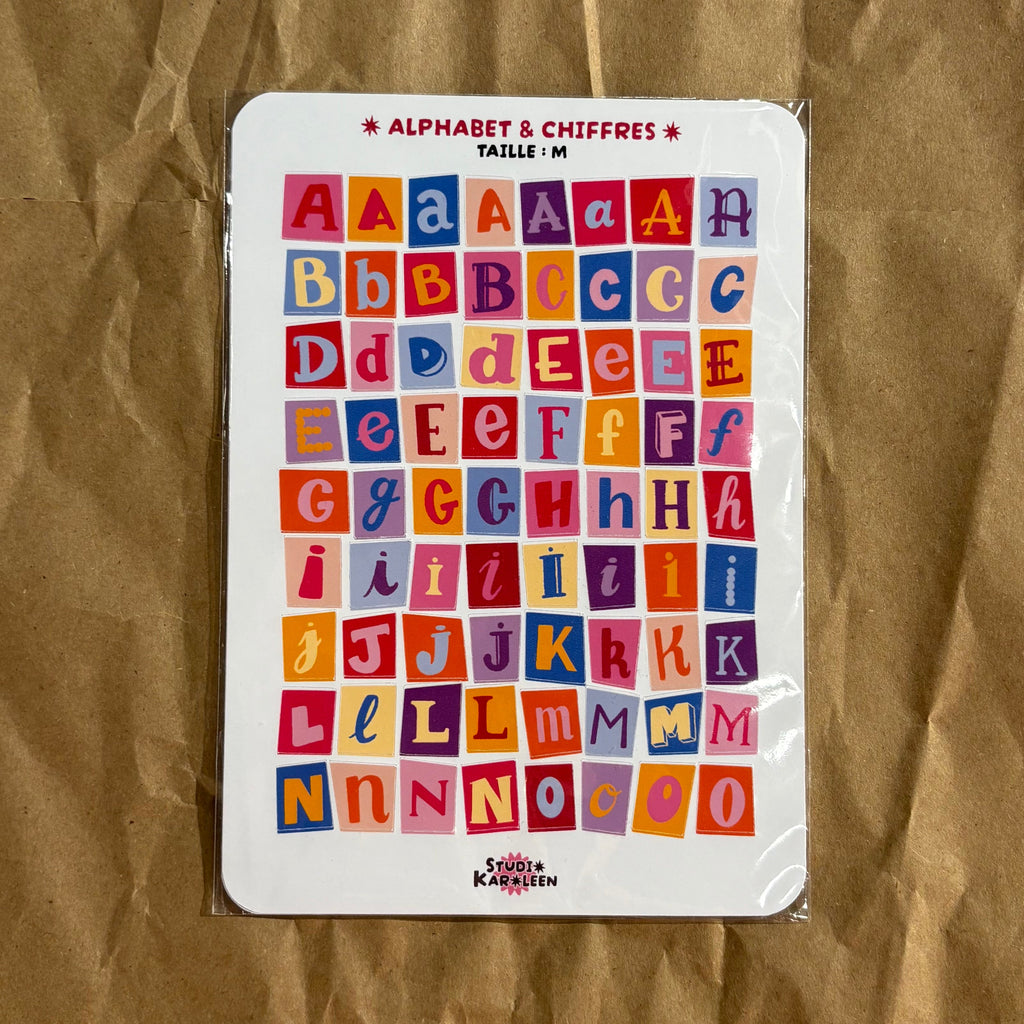 2 Planches de stickers Alphabet et chiffres