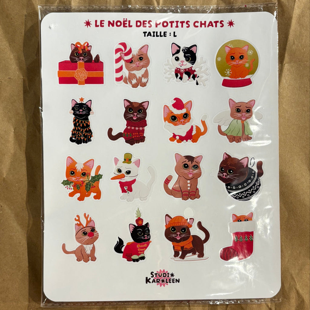 Planche de stickers Le Joyeux Noël des potits chats