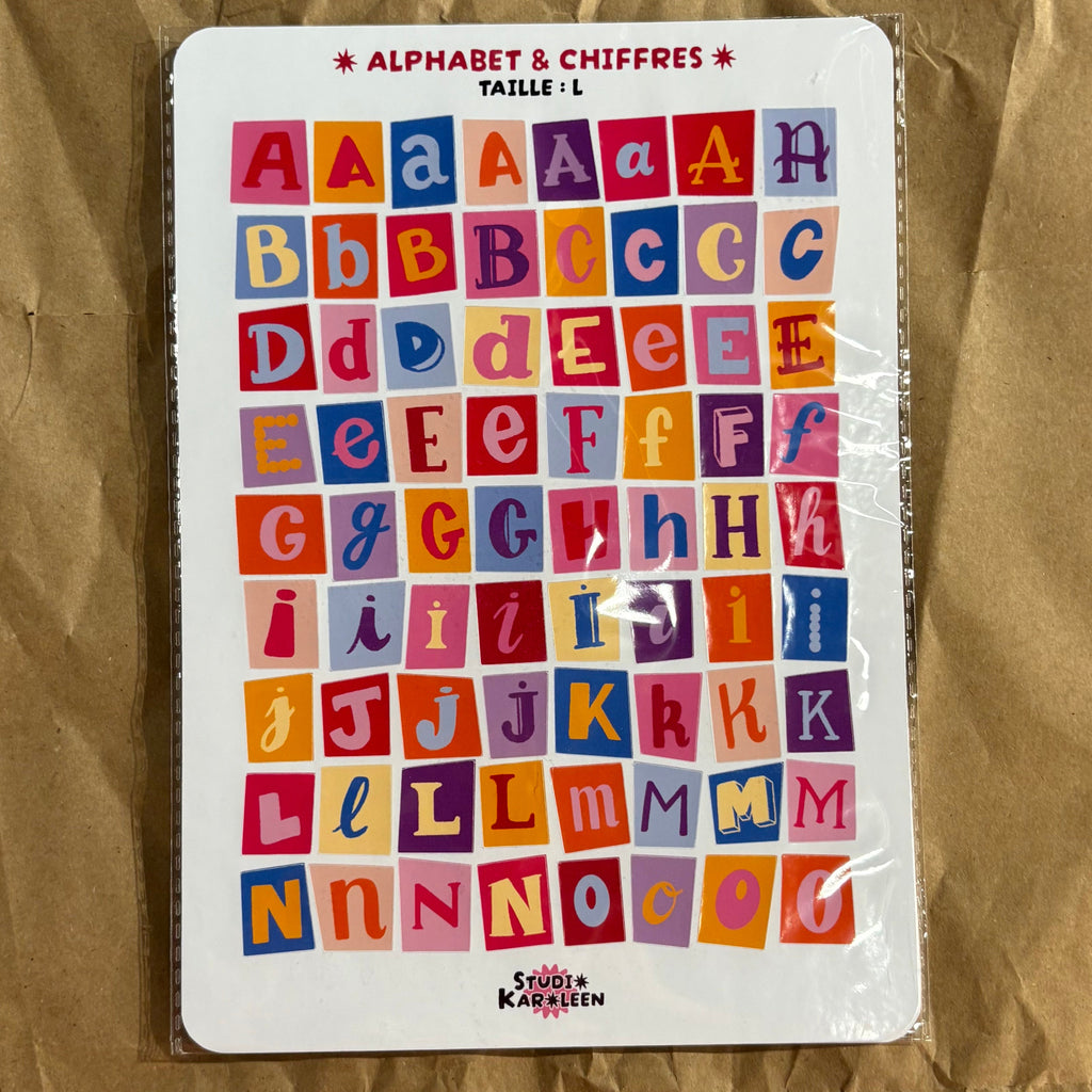 2 Planches de stickers Alphabet et chiffres