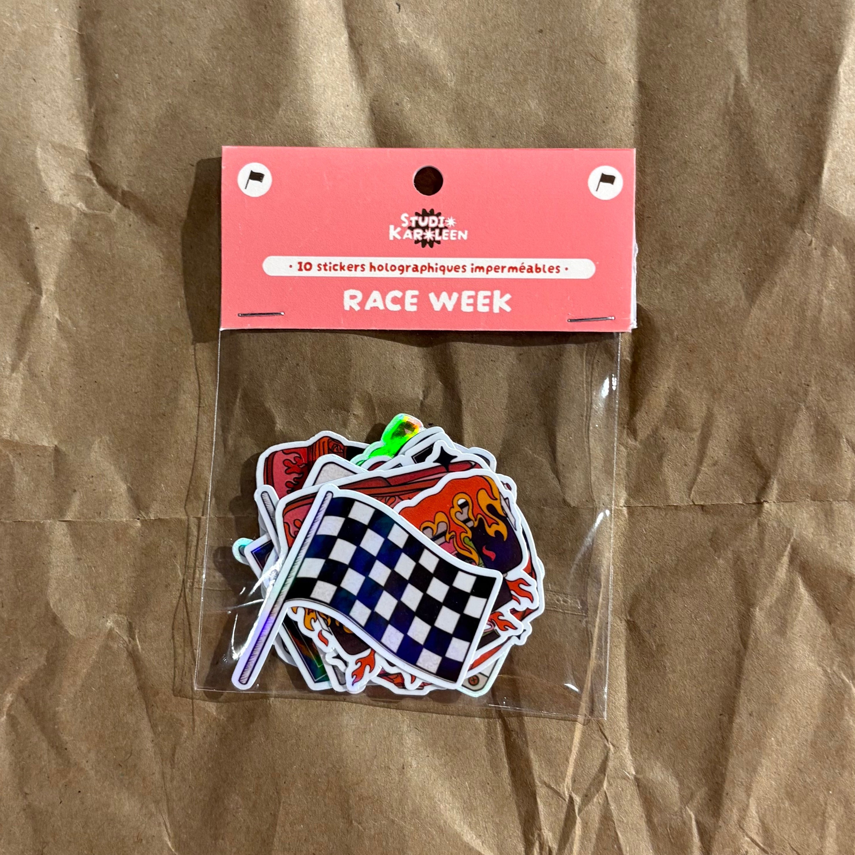 Pack de 10 Stickers Holographique Race Week