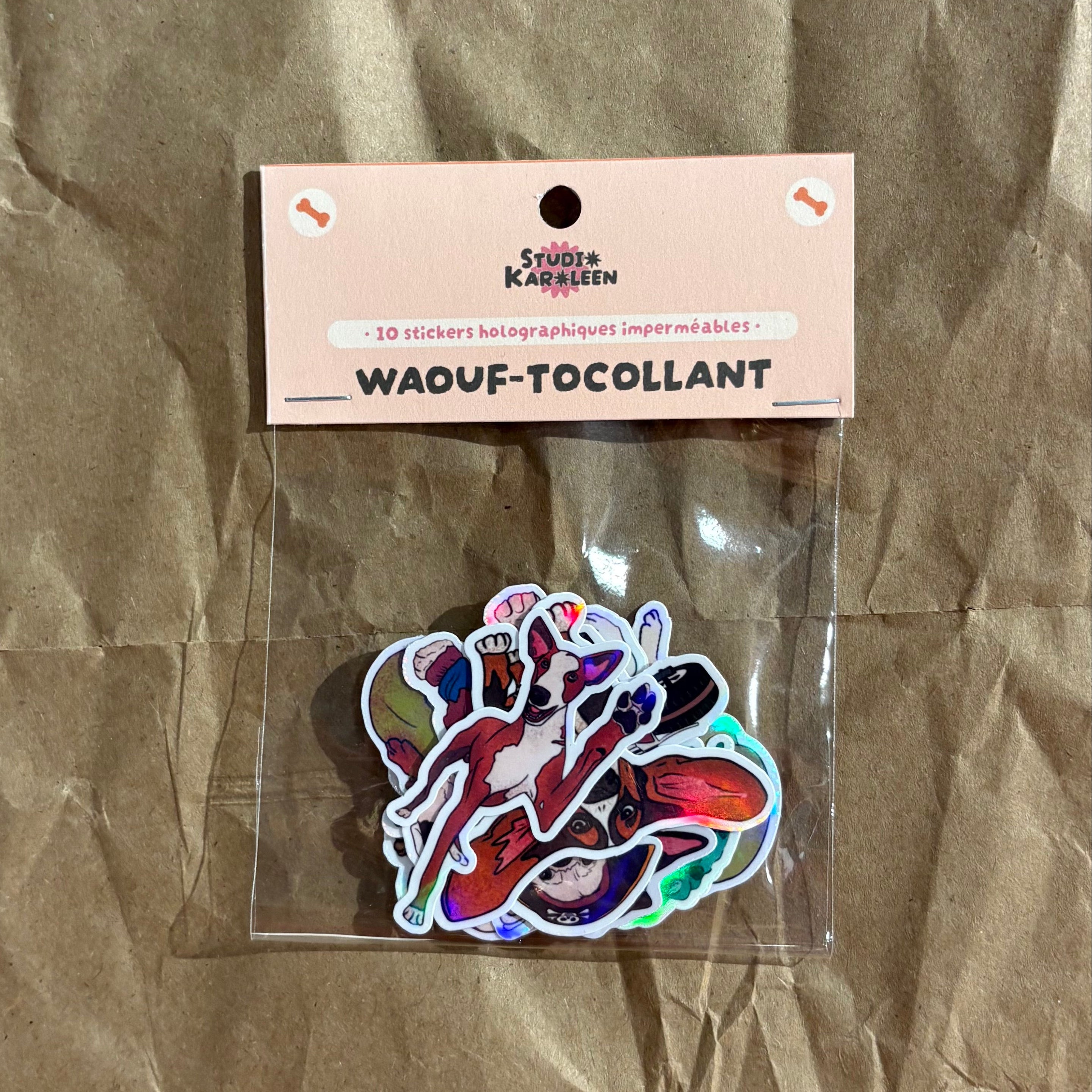 Pack de 10 Stickers Holographique Waouf-tocollant