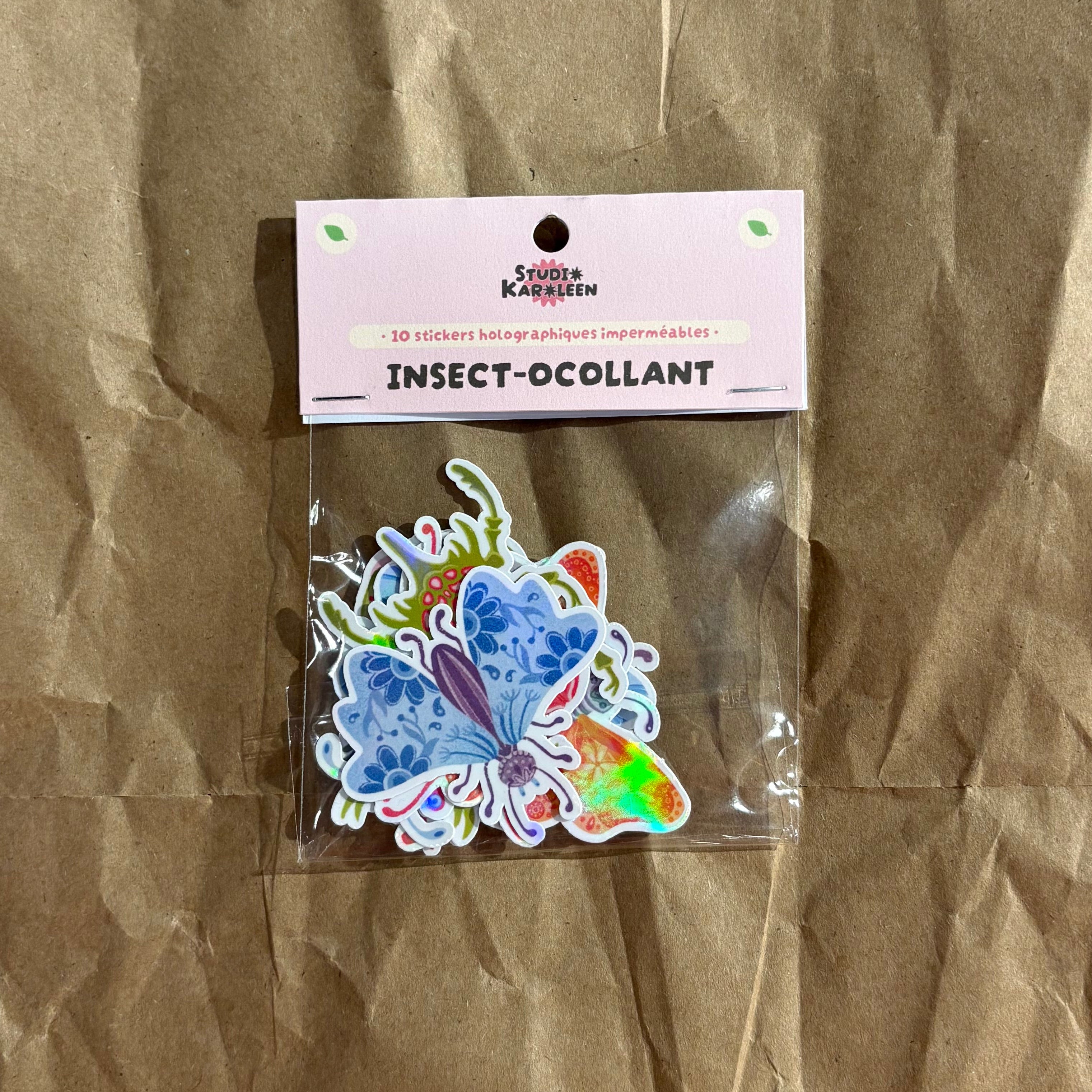 Pack de 10 Stickers Holographique Insect-ocollant