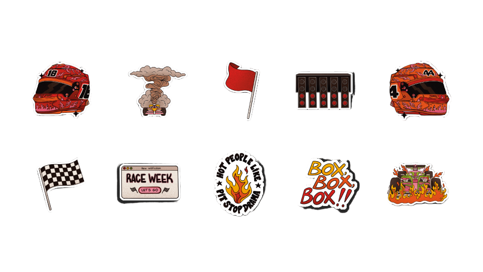 Pack de 10 Stickers Holographique Race Week
